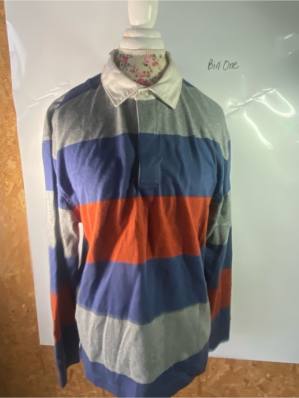 Banana Republic Striped Rugby Polo in Blue, Gray & Orange